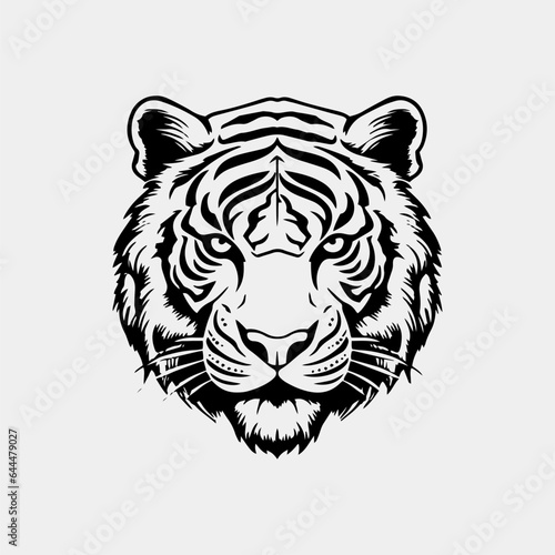 vector illustration of a head of a tiger with a black background.