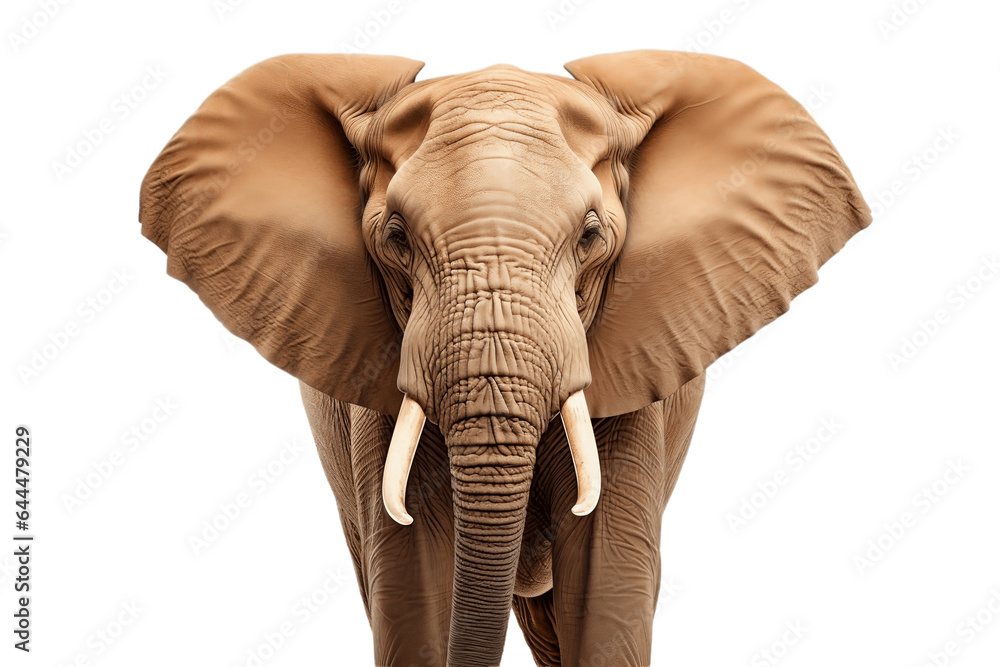 A Beautiful Elephant Face Isolated on a Transparent Background PNG. Generative Ai