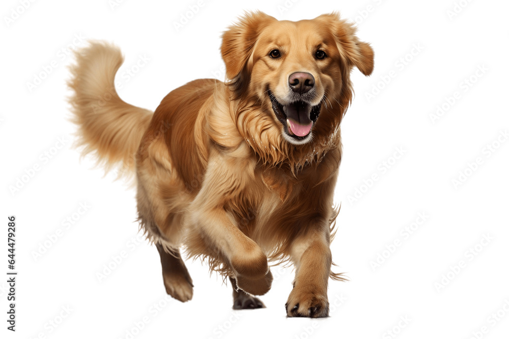 Running Brown Dog Isolated on a Transparent Background PNG. Generative Ai