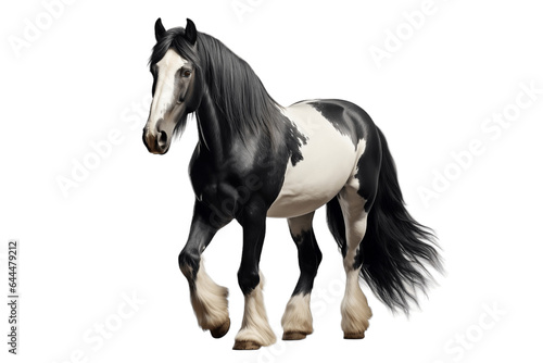 Black and White Horse Isolated on a Transparent Background PNG. Generative Ai