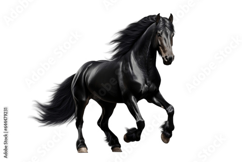 Black Dancing Horse Isolated on a Transparent Background PNG. Generative Ai © Haider