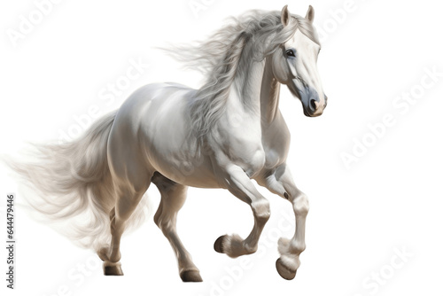 White Horse Isolated on a Transparent Background PNG. Generative Ai © Haider