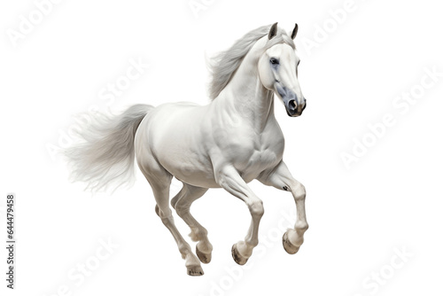 A beautiful White Horse Isolated on a Transparent Background PNG. Generative Ai