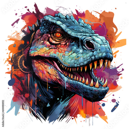 A captivating Dinosaur t-shirt design capturing the essence of time travel, with a blend of dinosaurs from different eras coexisting in a surreal, Generative Ai © creativeproartist