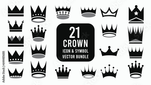 Crown Icon and Symbol Simple Flat Vector Bundle