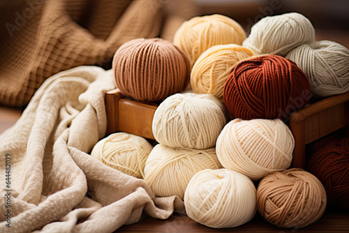 colourful autumn wool yarn background 