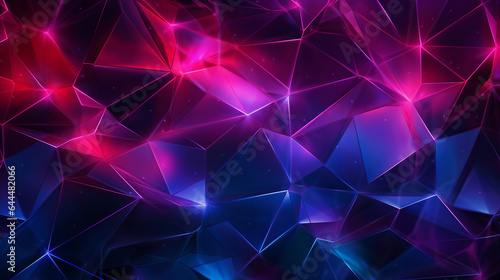 Vibrant 3D Polygon Texture with Neon Glow Lines - Contemporary Art