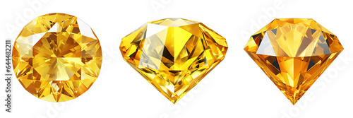 Diamond 3d Yellow On Transparent Background Png