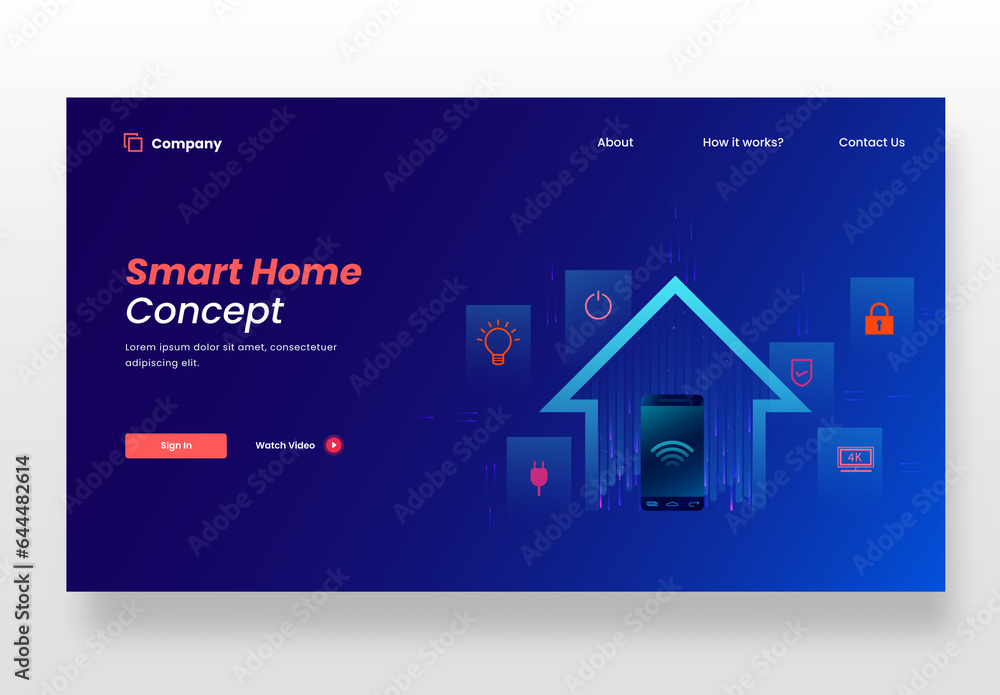 Responsive Landing Page Design with Smart Home Connected Internet of ...