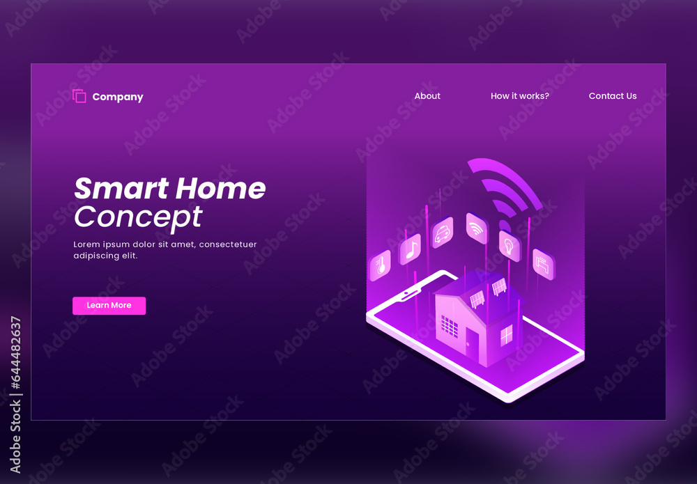 Responsive Landing Page Design with Isometric Smart Home App in ...