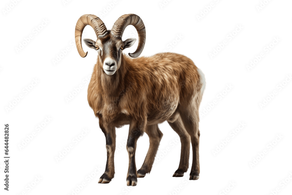 Graceful Mountain Goat Isolated on a Transparent PNG Background. Generative Ai