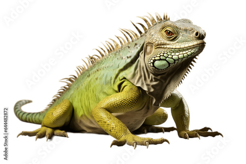 Majestic Iguana Isolated on a Transparent PNG Background. Generative Ai