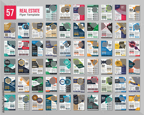Corporate real estate flyer design bundle, business flyer layout, annual report, poster and a4 leaflet layout with mockup