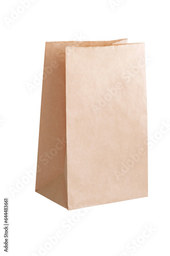Recycled paper shopping bag isolated on white background