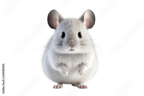 Fluffy Chinchilla Isolated on a Transparent PNG Background. Generative Ai
