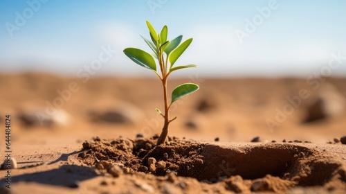 Young tree growing on the sand. New life collection.