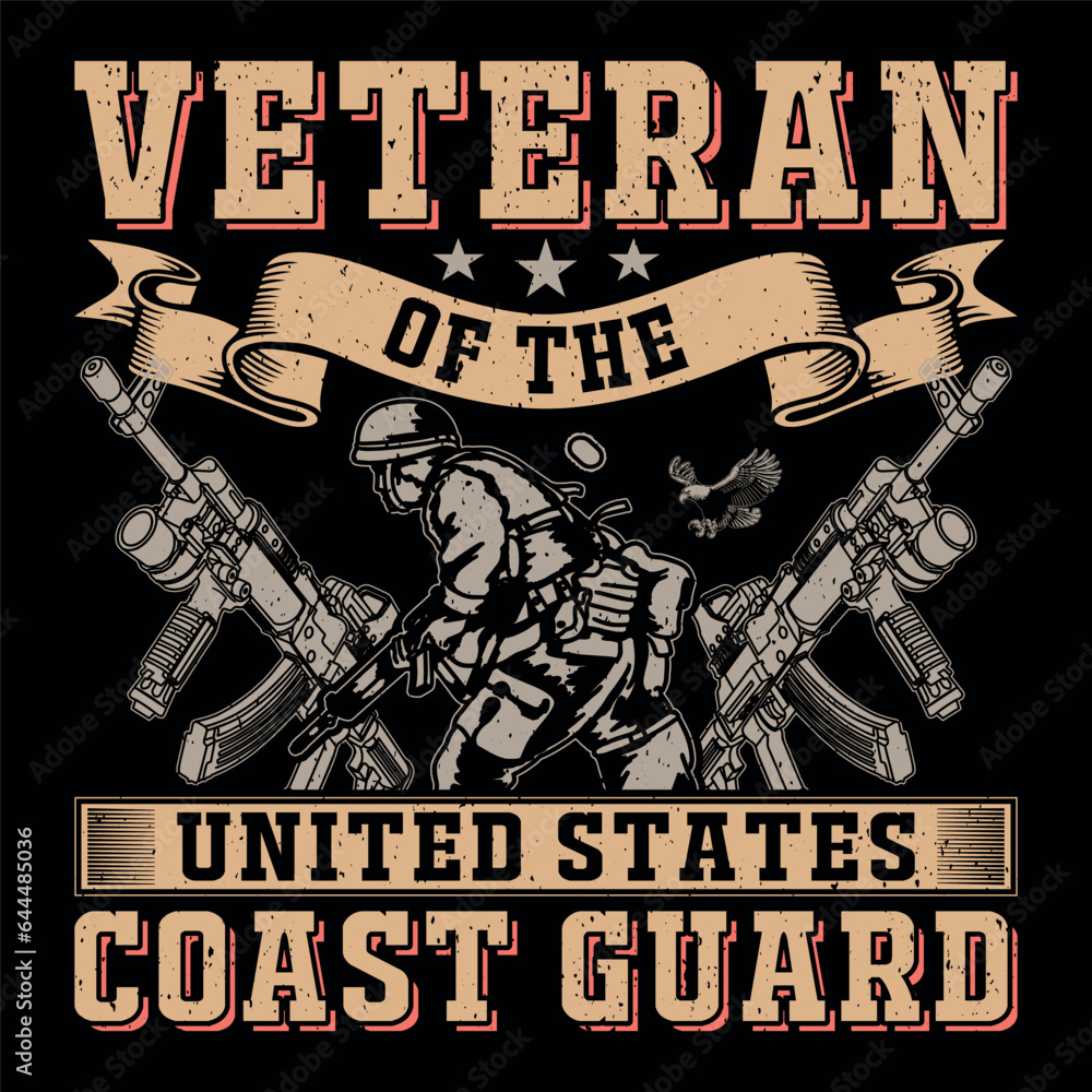 Obraz premium Veteran Of The United States Coast Guard Soldier Veteran SVG T-Shirt Design Sublimation Graphic Vector