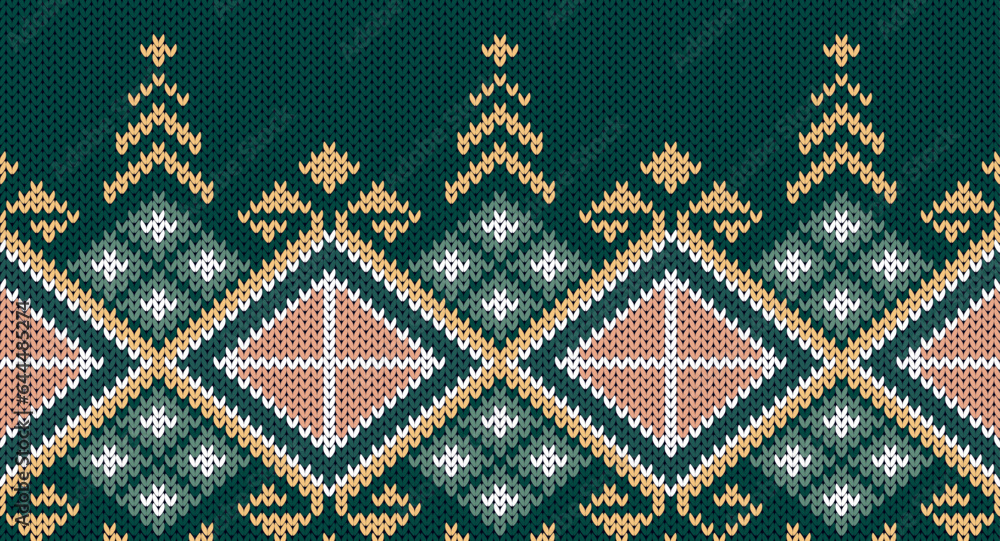 Ethnic knitted pattern, Festive Sweater Design. Seamless Knitted Pattern Ethnic knitted pattern, Festive Sweater Design. Seamless Knitted Pattern