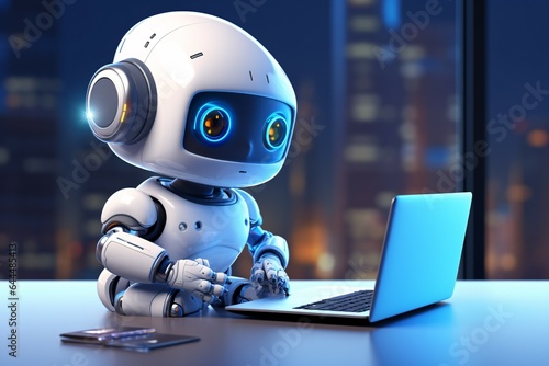 cute artificial intelligence robot with notebook ai generated
