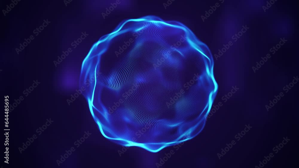 Abstract liquid geometric sphere. Smooth movement on a dark background ...