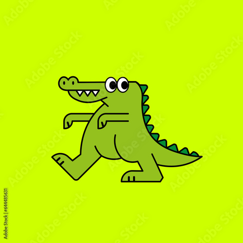 crocodile, vintage cartoon product mascot, flat design