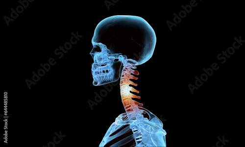 Side view of cervical section of spine injury and pain photo