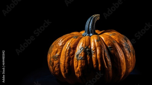 Orange big pumpkin on a black background. halloween