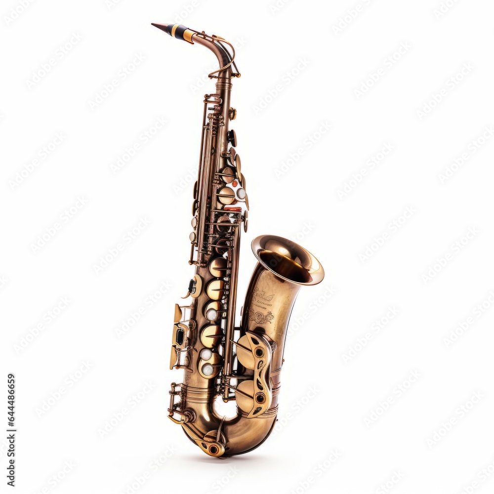 Naklejka premium saxophone isolated on white background