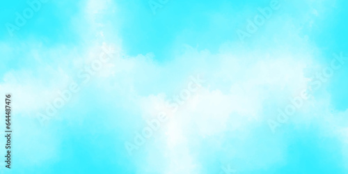 Abstract nature background of romantic summer blue sky with fluffy clouds. blue sky with clouds. panorama Sunlight with blue sky on white cloud. Hand painted blue sky and clouds, abstract watercolor. © Fannaan