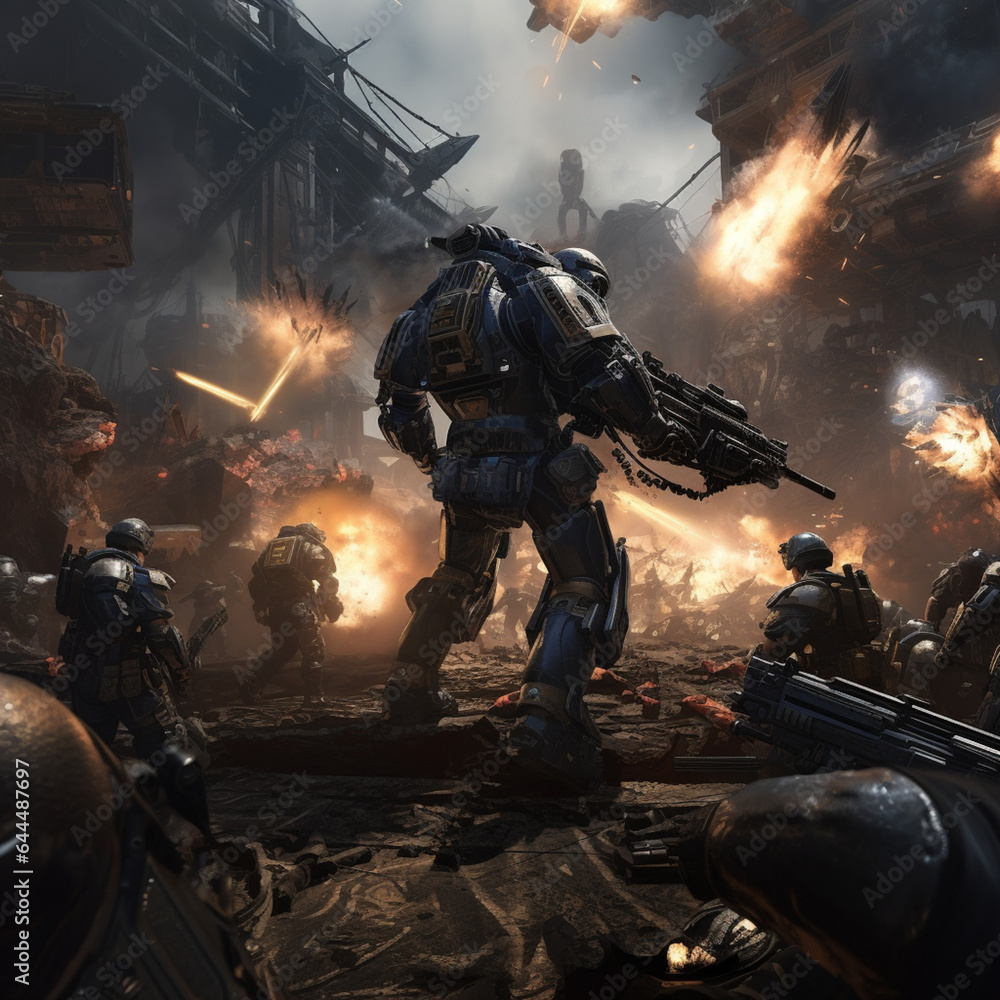 Craft an epic battle scene in a game Craft an epic battle scene in a game
