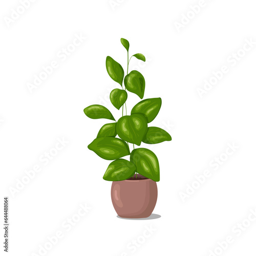 Green plant in a pot  isolated cartoon vector illustration on a white background