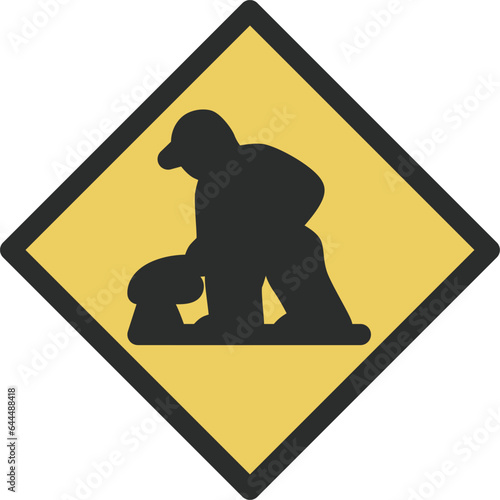 シンプルな標識のカラー単品イラスト　道路工事中