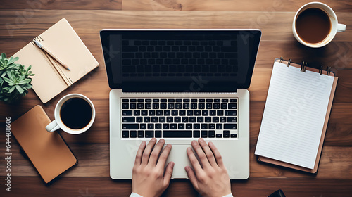 hand holding a cup of coffee and notebook