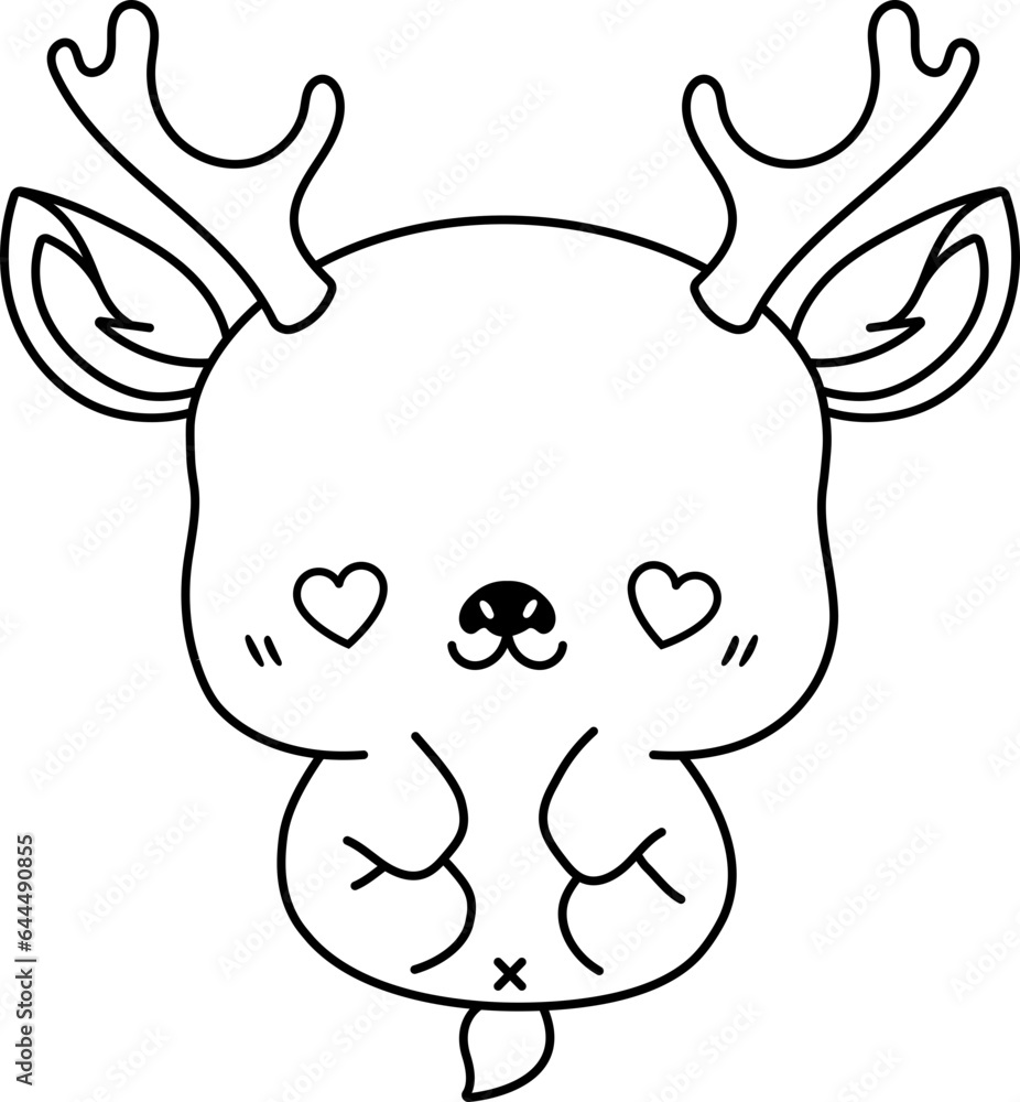 Kawaii Deer Coloring Page, Kawaii Animal Outline Stock Vector Adobe Stock