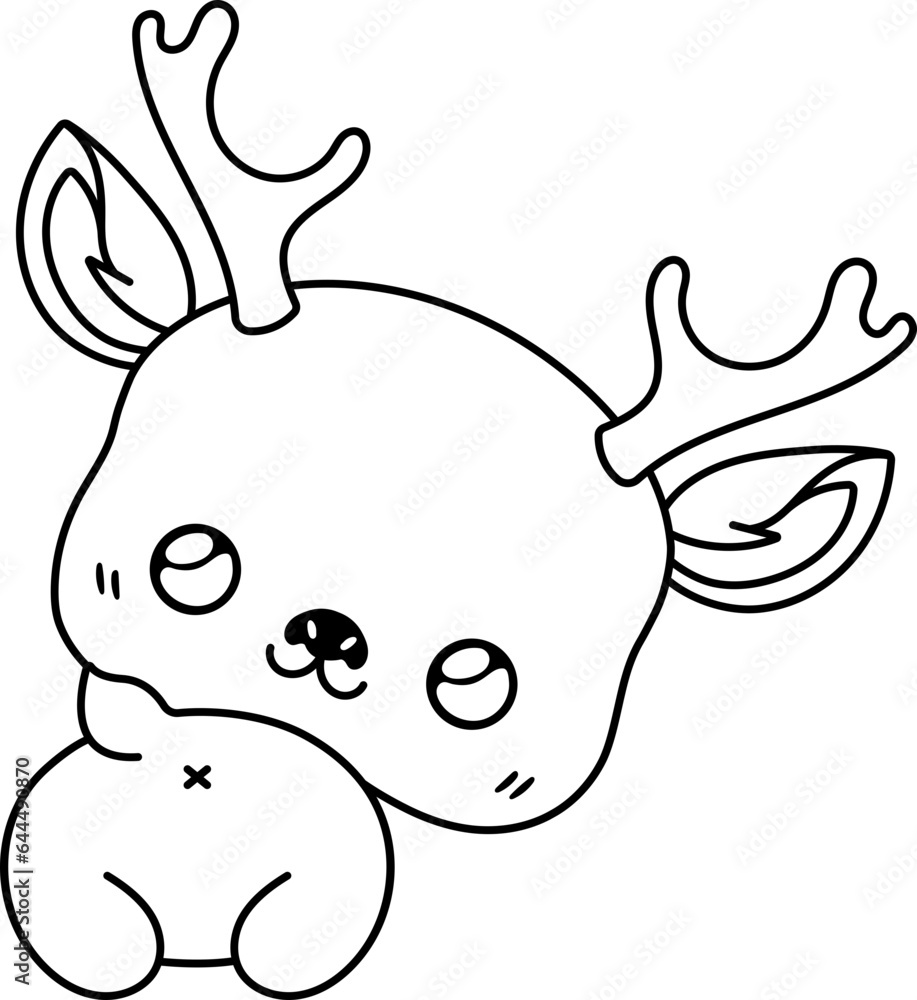 Deer Coloring Page, Cute Animal Coloring Page Stock Vector | Adobe Stock