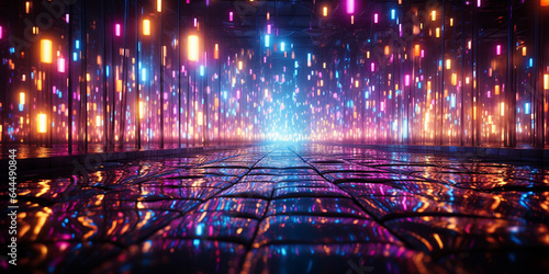 Schöner abstrakter futuristischer Hintergrund in leuchtenden lila Farben für Webdesign und Drucksachen als Vorlage im Querformat für Banner, ai generativ