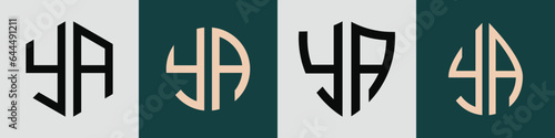 Creative simple Initial Letters YA Logo Designs Bundle.