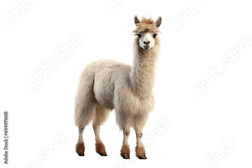 Lama Isolated on a Transparent PNG Background. Generative Ai