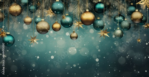 Christmas glowing Golden and blue night Background. Christmas lights. Gold Holiday New year Abstract Glitter Defocused. With Blinking stars  snowflakes and sparks. Blurred Bokeh banner  celebration