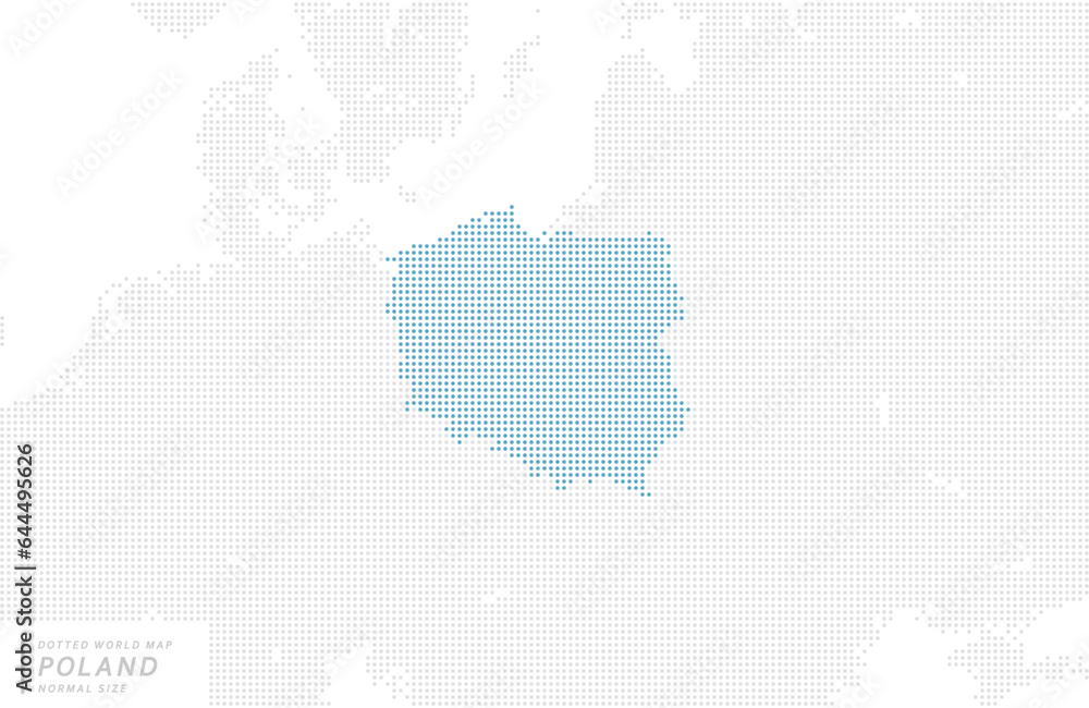 ポーランドを中心とした青のドットマップ。　中サイズ。