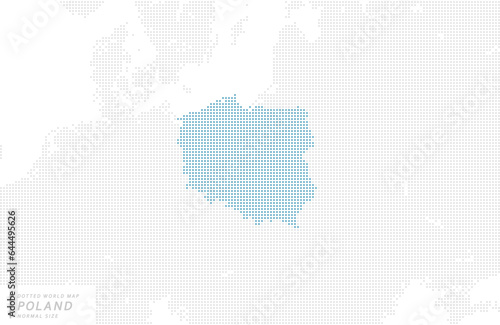 ポーランドを中心とした青のドットマップ。 中サイズ。