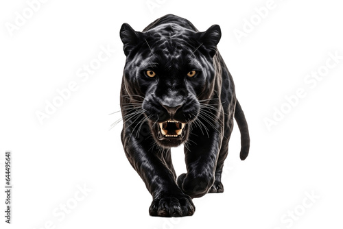 Black Panther Isolated on a Transparent PNG Background. Generative Ai