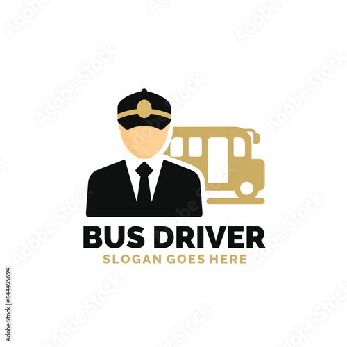 Bus driver logo design vector illustration