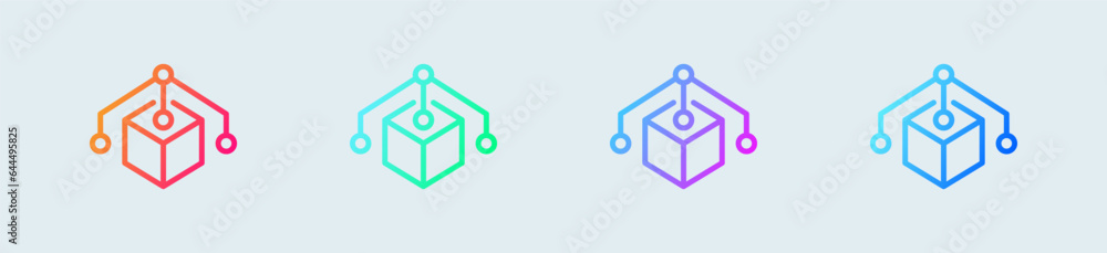 Blockchain line icon in gradient colors. Crypto signs vector illustration. Blockchain line icon in gradient colors. Crypto signs vector illustration.