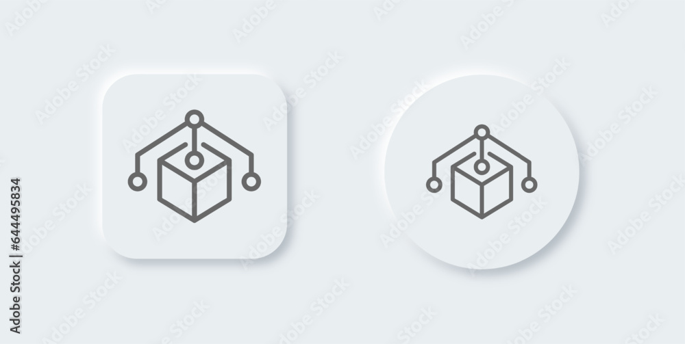 Blockchain line icon in neomorphic design style. Crypto signs vector illustration. Blockchain line icon in neomorphic design style. Crypto signs vector illustration.