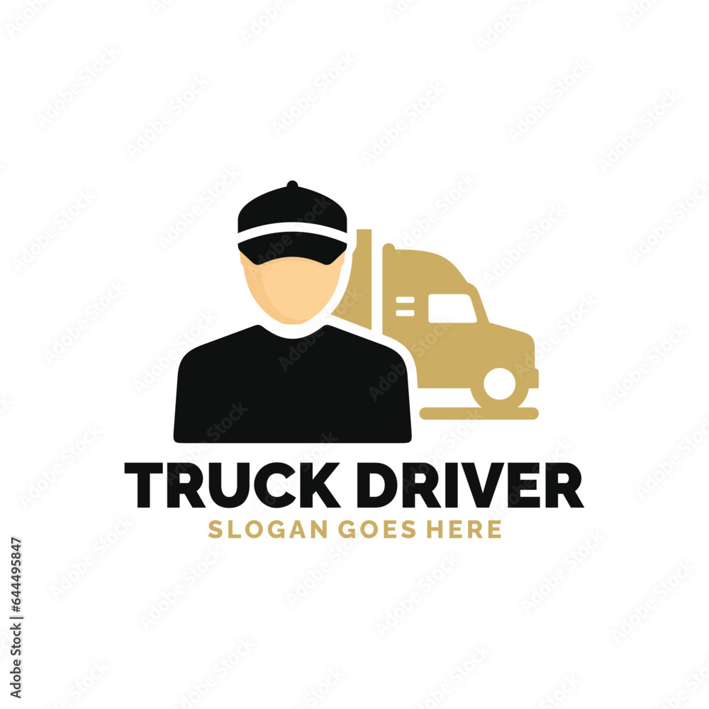 Truck driver logo design vector illustration