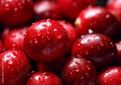 Close up fresh raw red cranberries.Macro.AI Generative