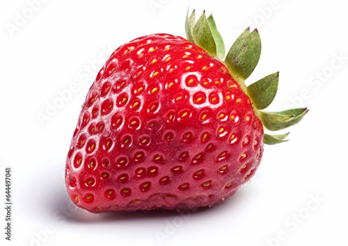 Fresh red sweet strawberry on white background.Macro.AI Generative.