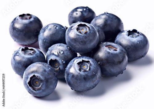 Fresh raw healthy blueberries on white background.Macro.AI Generative