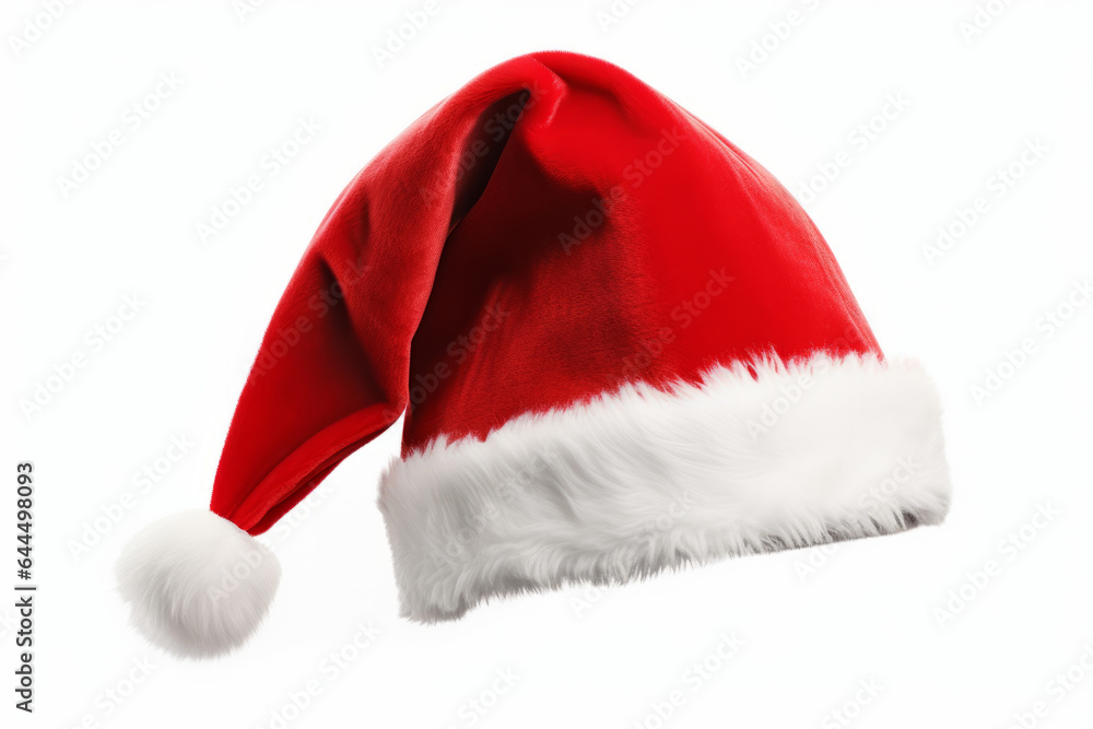 Festive Christmas santa hat isolated on a plain background Festive Christmas santa hat isolated on a plain background